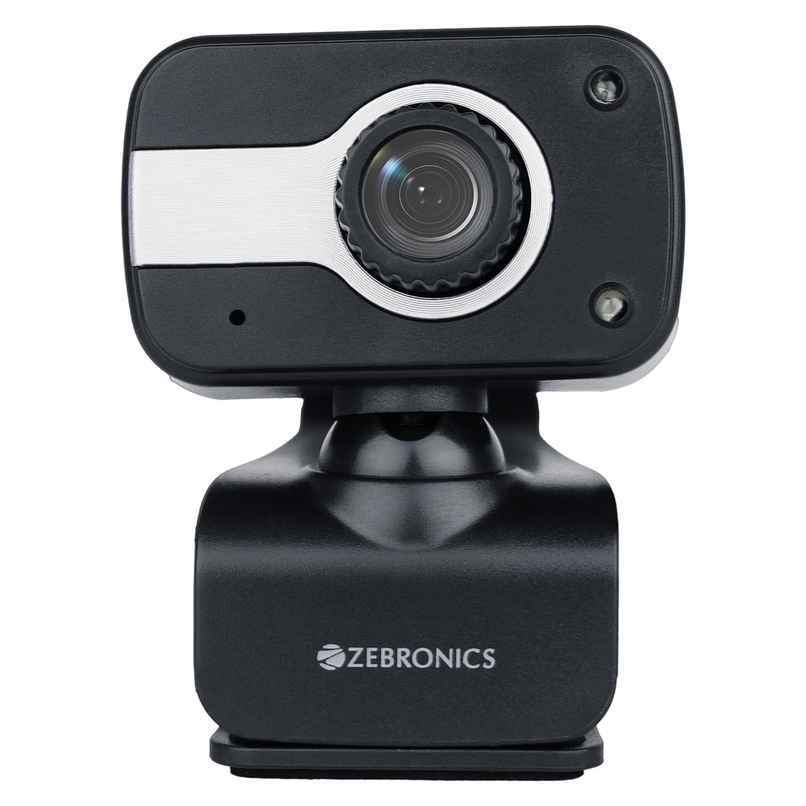 Zebronics Zeb-Crystal Clear Web Camera, 0.3 MP with USB with 3P Lens,Built-in Microphone,Auto White Balance,Night Vision and Manual Switch for LED - Black