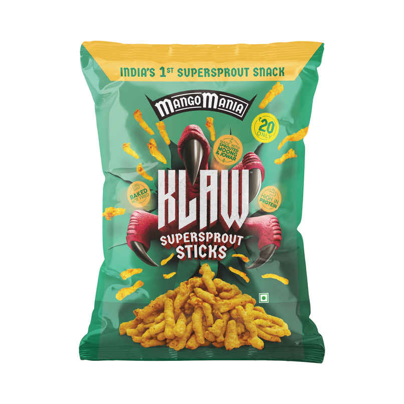 Klaw Mango Mania | Sprouted Moong & Jowar Sticks | Baked | No Palm Oil | High Protein