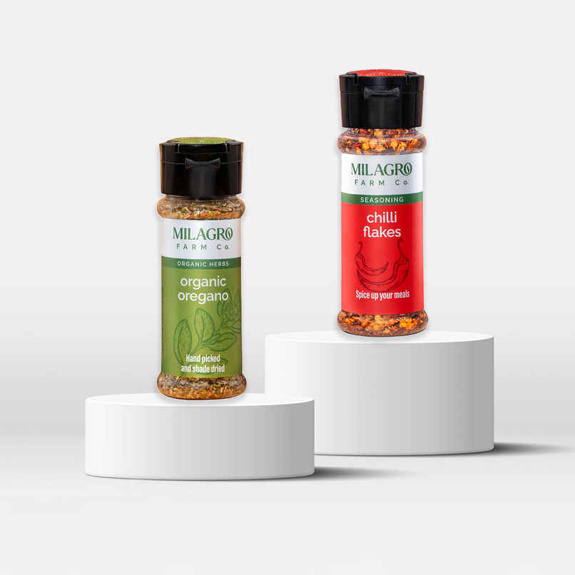 Milagro Farm Oregano (20g) & Milagro Farm Chilli Flakes (25g) Combo Milagro Farm Oregano (20g) & Milagro Farm Chilli Flakes (25g) Combo