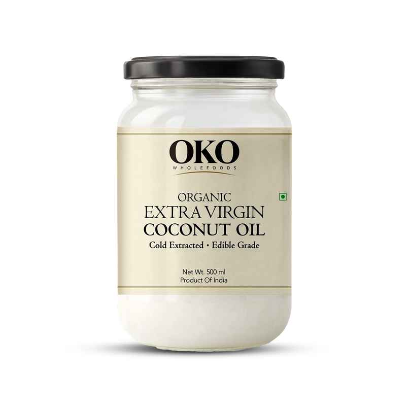 OKO Wholefoods Organic Extra Virgin Coconut Oil | Cold Pressed & Unrefined | Glass Bottle