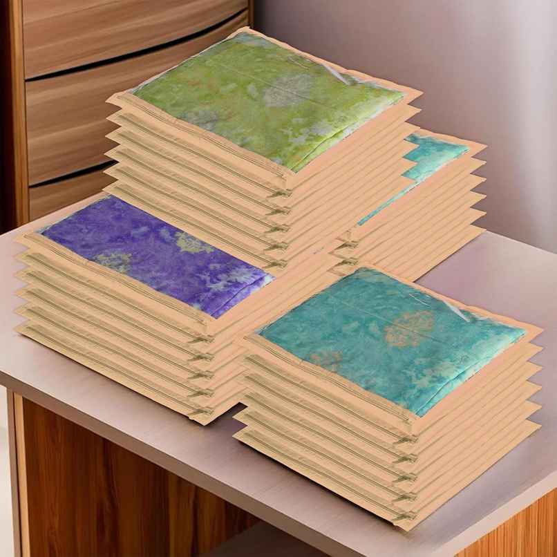 Kuber Industries Pack of 24 Clothes Wardrobe Organizer | Saree & Lehenga Storage Zip Closure|Beige