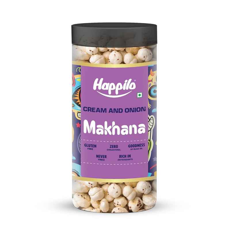 Happilo Makhana Cream & Onion Jar, Roasted Foxnut Healthy Snack