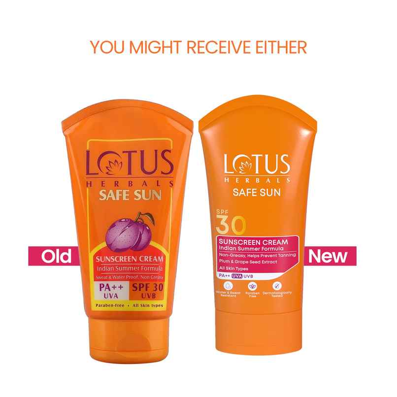 Lotus Herbals Safe Sun Sunscreen Cream Indian Summer Formula SPF 30 PA++ Non-Greasy Sweat & Water Resistant