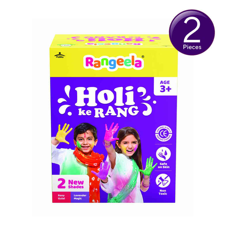 Gulal Colours Combo | Electric Green, Lavender Magic, Rosy Radiant Pink, Luminous Yellow | Rangeela Combo