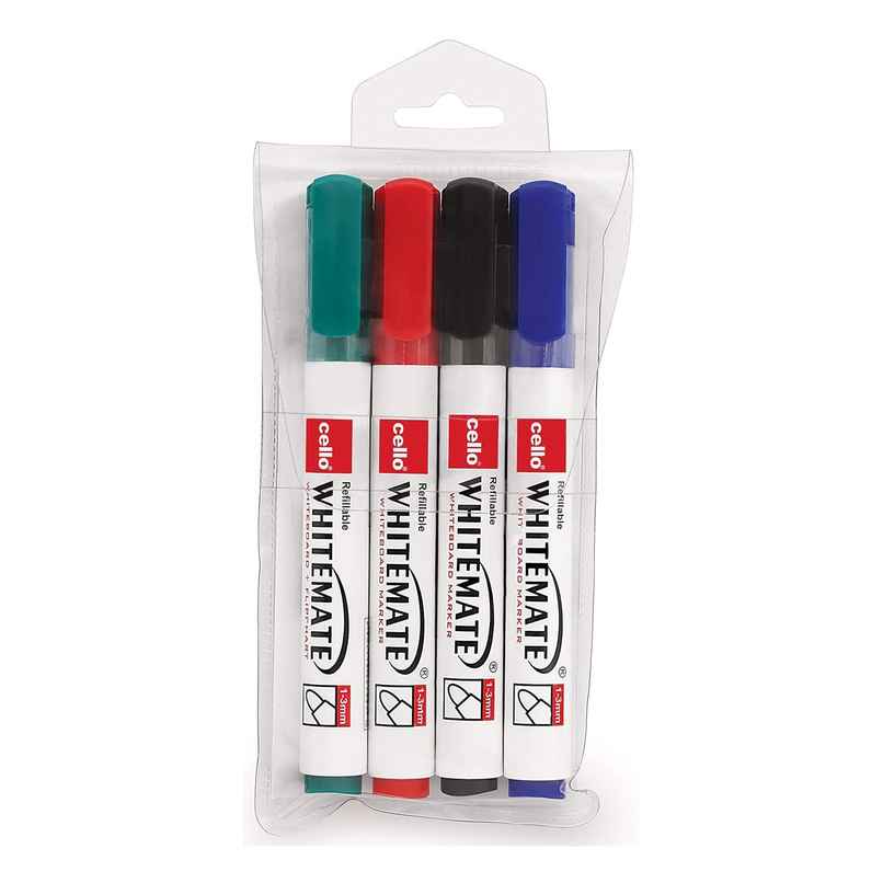 Cello Whitemate Assorted Markers (Pack of 4)
