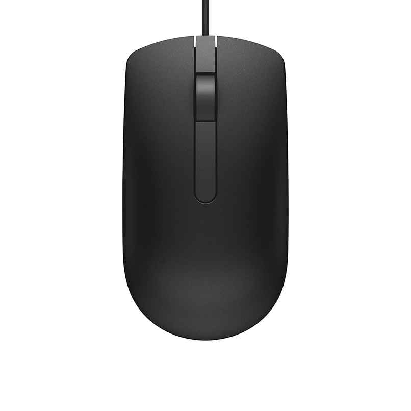 Dell MS116 Wired Optical Mouse - High Precision 1000DPI Sensor, USB Connectivity, Ergonomic Ambidextrous Design, Smooth Scrolling, Ideal for Office & Home Use - Black
