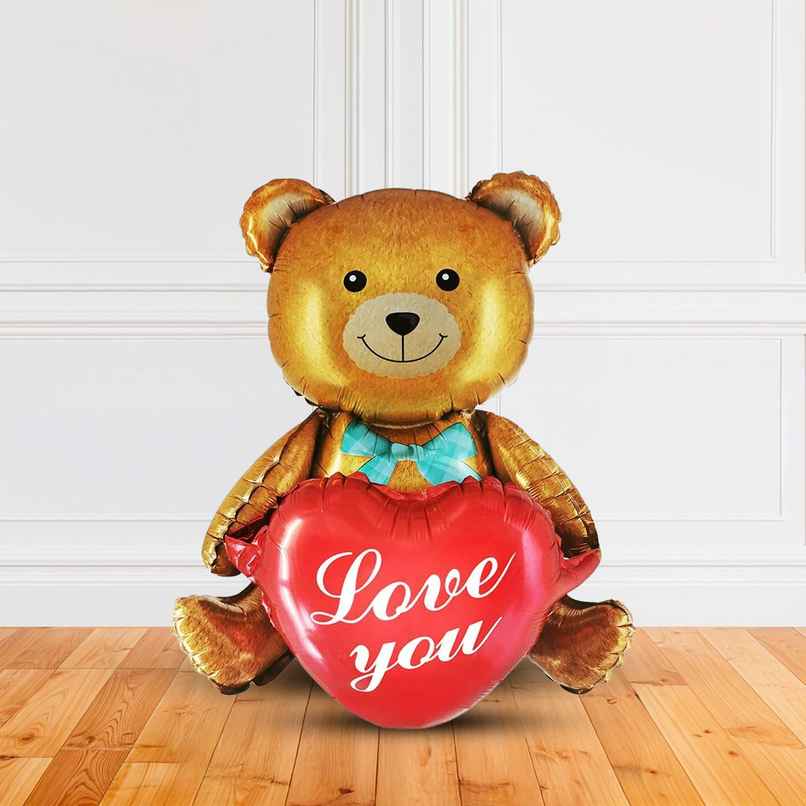 Red Teddy Foil Balloon for Anniversary and Love Decoration | Party Propz