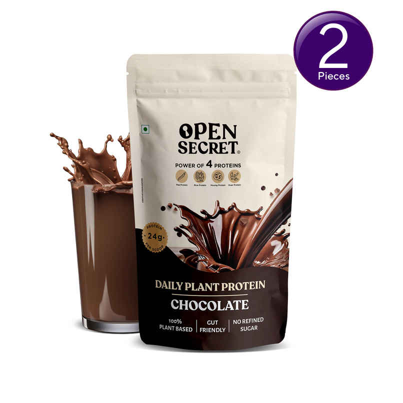 Open Secret Plant Protein | 24g Vegan Protein Per Scoop | Chocolate Flavour | No Refined Sugar Combo Open Secret Plant Protein | 24g Vegan Protein Per Scoop | Chocolate Flavour | No Refined Sugar Combo