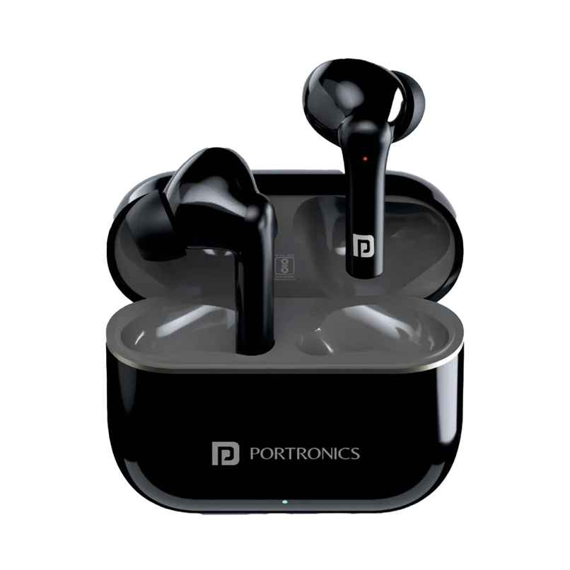 Portronics Harmonics Twins S6 TWS Earbuds with 50Hrs Playtime, Low Latency, Auto ENC, Quad Mics, 10mm Drivers, IPX4 Water Resistant, ASAP Charge, BT5.3, Touch Control, Type C Charging Port(Black)