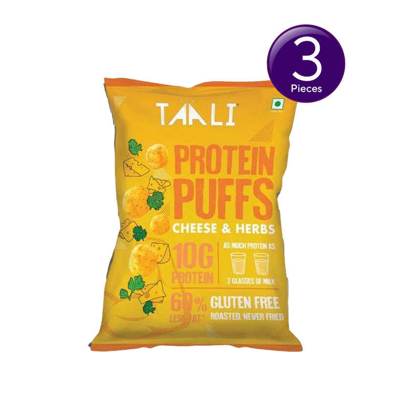 Taali Roasted Protein Puffs| Cheese & Herbs| Protein Rich, No Maida| Cheeseballs Combo