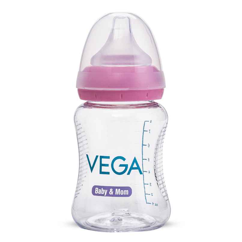 Vega Baby & Mom Tritan Feeding Bottle | 250 ml | Wide Neck - Pink | Bpa-Bps Free | Vbfb4-02