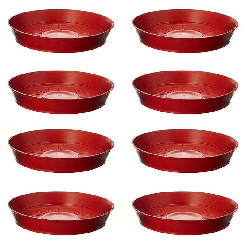 Leafy Tales Plants Bottom Plate, Drip Tray For Plants, Gamla, (8-Inch, Brown, Set Of 8)