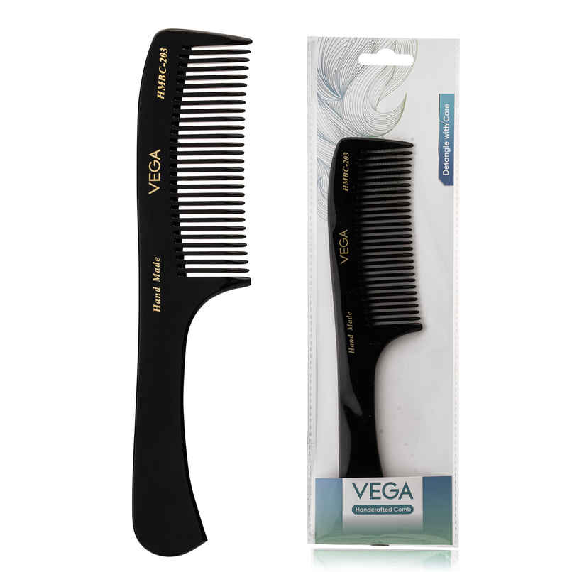 VEGA Grooming Hair Comb,Handmade | For Men And Women | Black | Hmbc-203