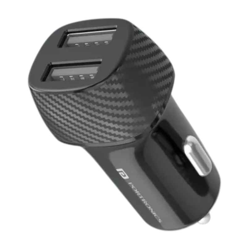 Portronics Car Power 5 12W Fast Car Charger Comes with Micro USB Cable - Black