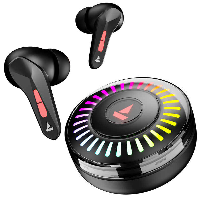 boAt Immortal 201 TWS Earbuds with 40 hrs Playtime,40 ms Low Latency BEAST Mode,RGB LED - Black Sabre