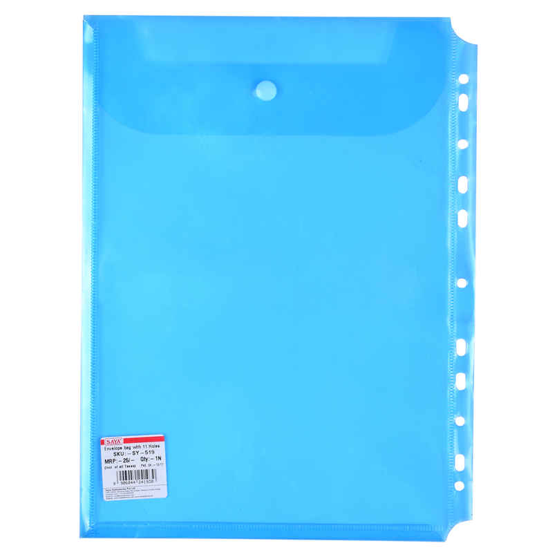 Saya Punched Document Wallet - Transparent A4 Portfolio Case for Documents | Assorted Saya Punched Document Wallet - Transparent A4 Portfolio Case for Documents | Assorted