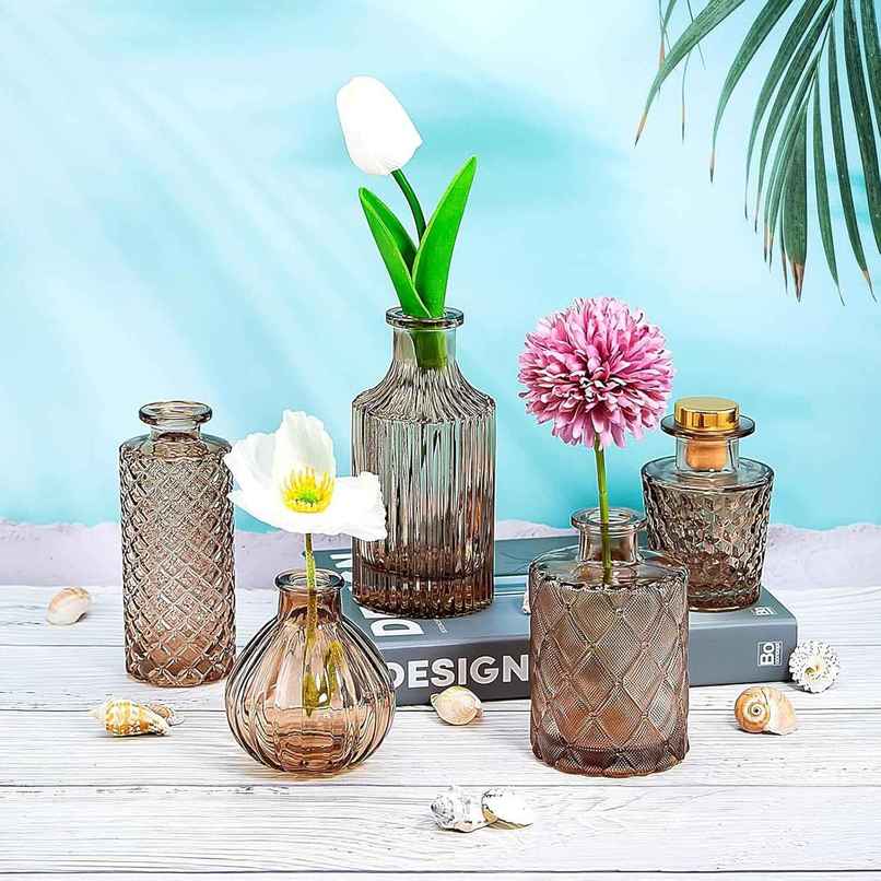 TIED RIBBONS Glass Vase Set | Brown