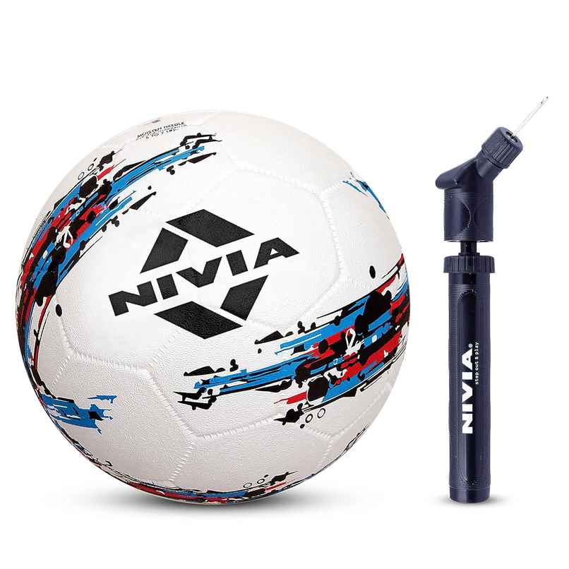 Nivia Combo Storm Moulded Football With Ball Pump White Size 5 Nivia Combo Storm Moulded Football With Ball Pump White Size 5