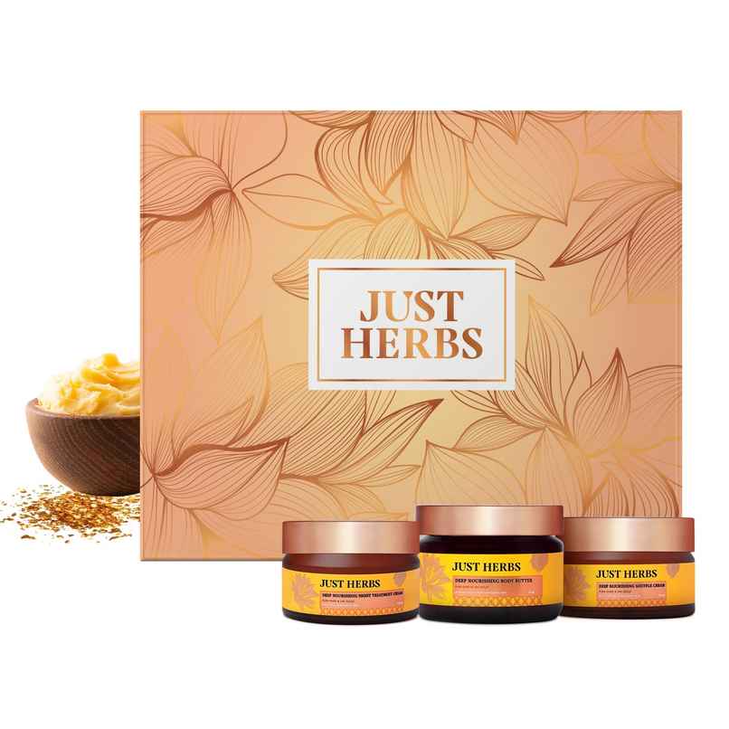 Justherbs Golden Nourish Gift Set | Gifts For Her | 24K Gold & Pure Ghee Ritual