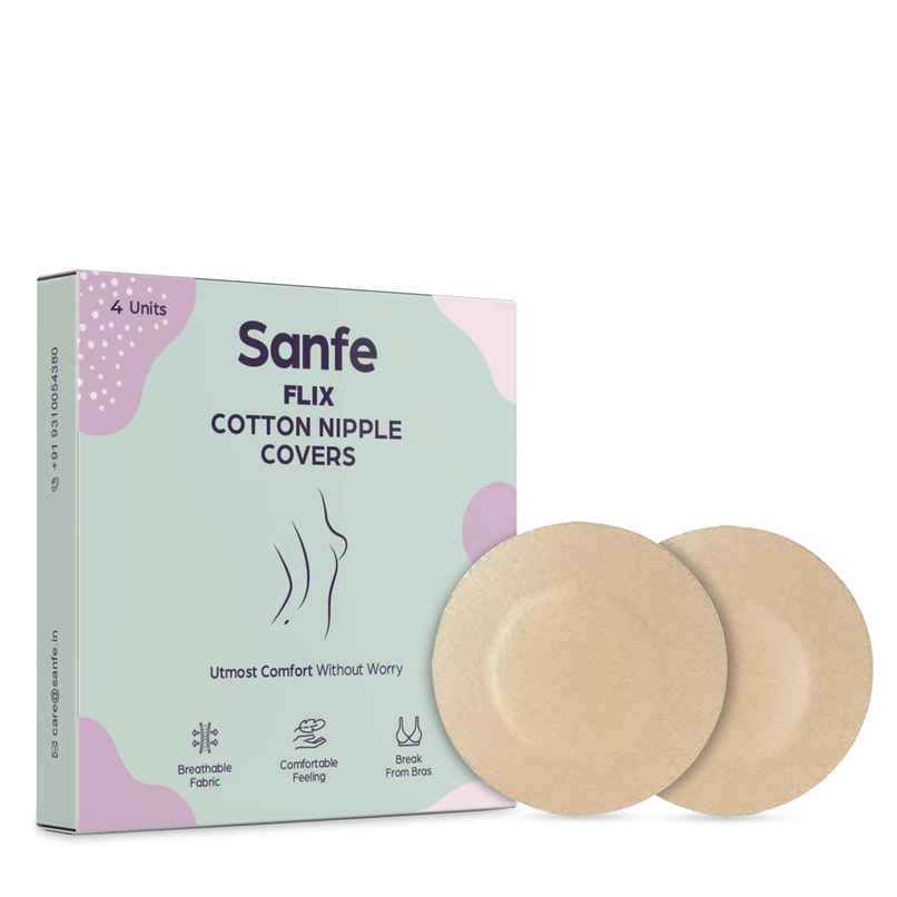 Sanfe Flix Cotton Nipple Covers for Women | Disposable | Breathable | No Show | White