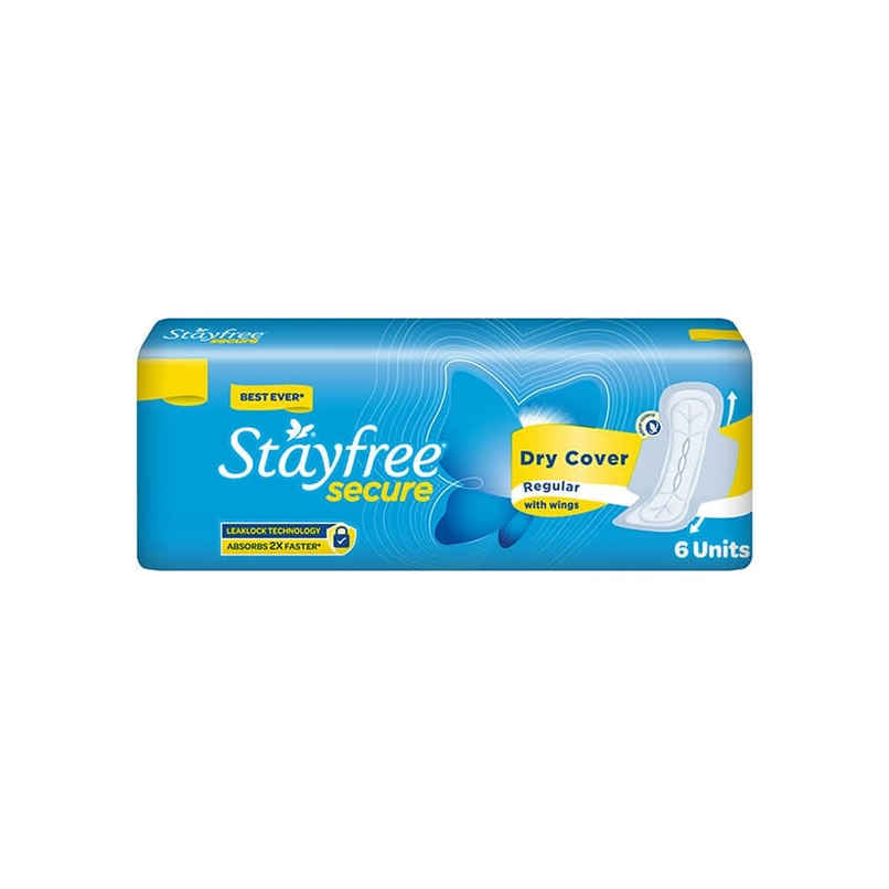 Stayfree Secure Regular Sanitary Pads | Regular | 6 pcs
