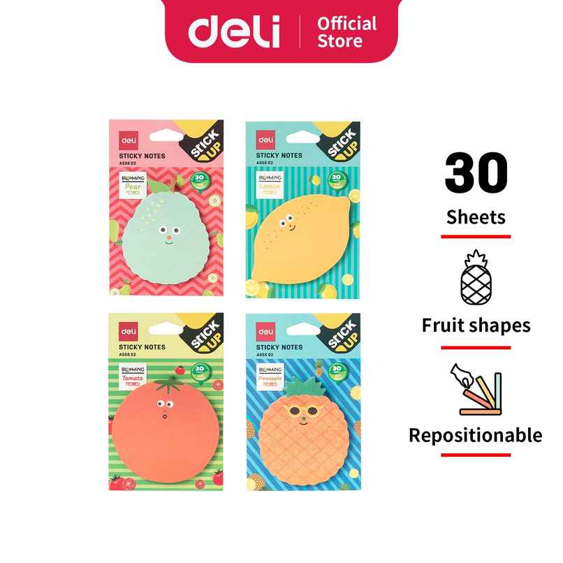 Deli EA55602 Sticky Notes, 30 Sheets, 80 gsm, 76 X 76 mm, Assorted