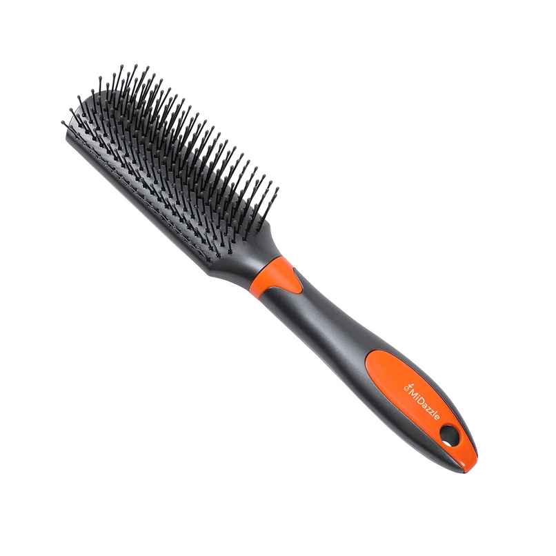 Midazzle Premium Flat Grey and Orange Hair Brush |MIHB0005