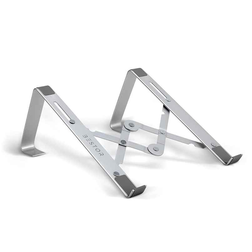 Bestor Portable Adjustable Laptop Foldable Metal Stand with Phone Holder Ergonomic | 9 - 16 in