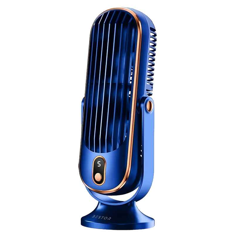 Bestor Portable USB Portable Fan 5-Speed,LED Display, Adjustable Tilt & Speed Compact, Blue