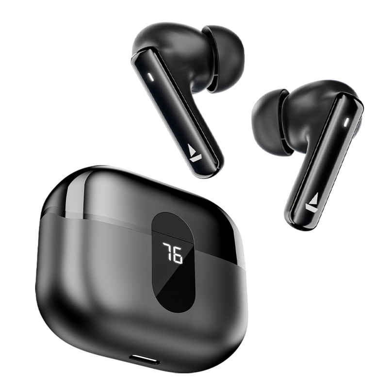boAt Airdopes 121 Pro Plus TWS Ear Buds with mic,100HRS Battery, 4Mics ENx, 50ms Low Latency, Fast Charge, LED Display, IPX5, v5.3 Bluetooth in Ear Earbuds - Black