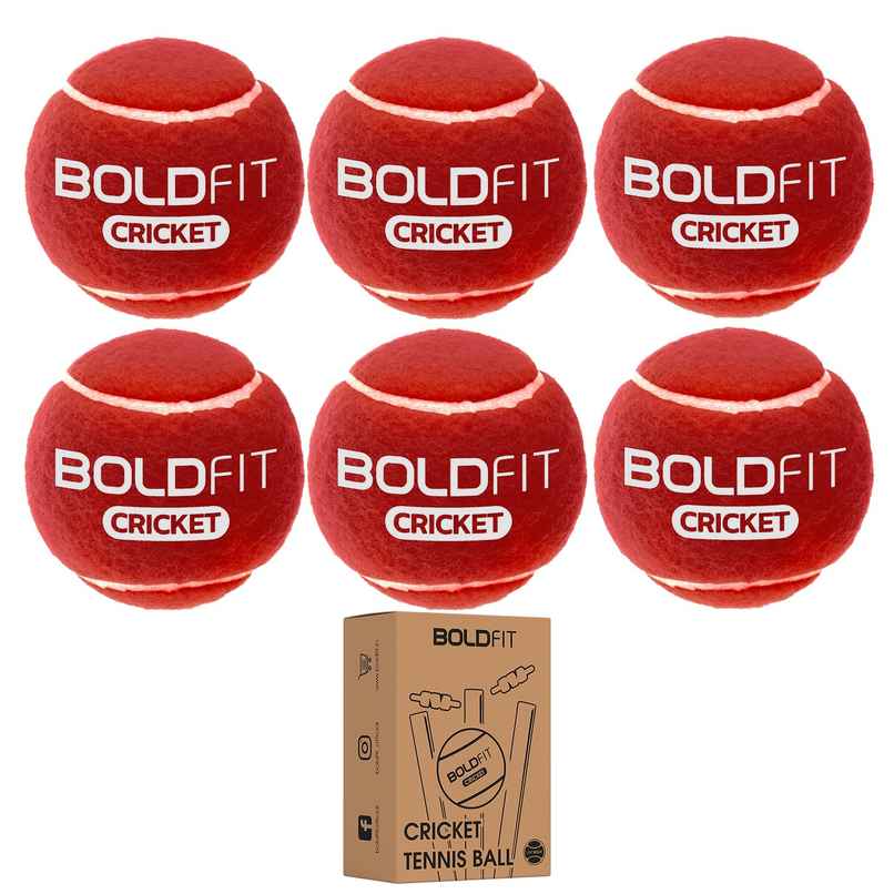 Boldfit Cricket Tennis Ball For Tournament, Street Match Lawn Cricket Pack Of 6 Red Boldfit Cricket Tennis Ball For Tournament, Street Match Lawn Cricket Pack Of 6 Red