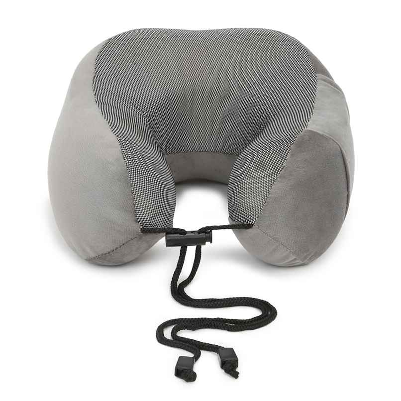 Kaaytee Memory Foam Travel Neck Pillow for Airplane & Car Neck Support Cushion | Grey