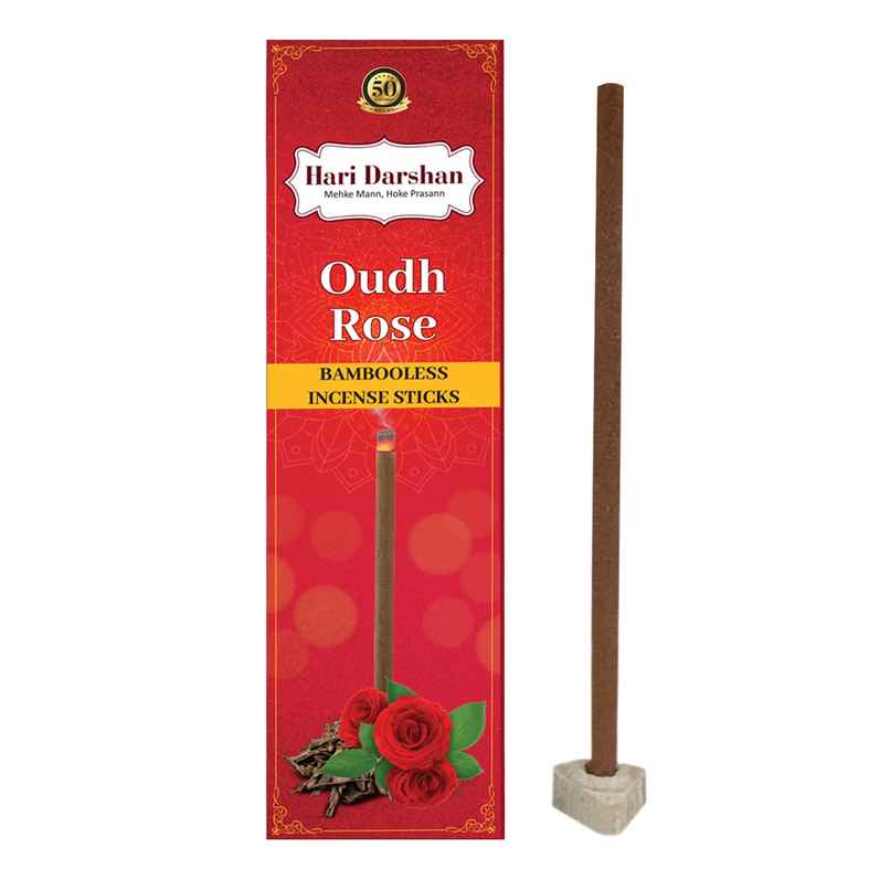 Hari Darshan Bamboo Less Incense Sticks - Oudh Rose - 30 Sticks
