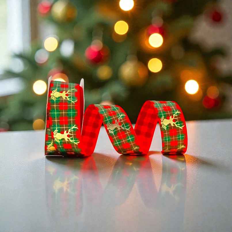 Red Green Decorative Reindeer Ribbon | Christmas | Special You Red Green Decorative Reindeer Ribbon | Christmas | Special You