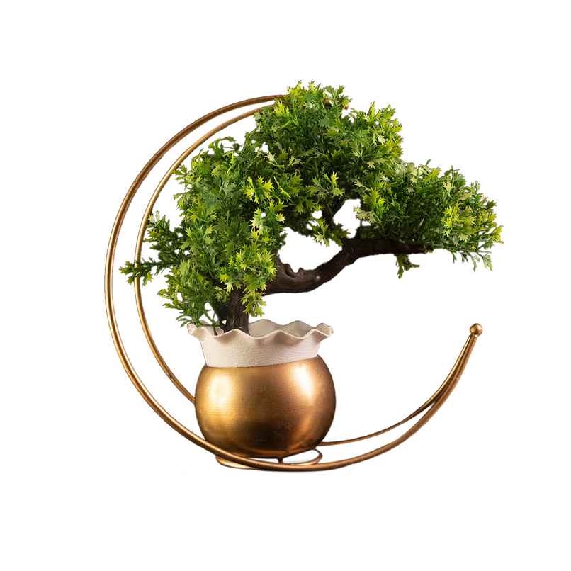 TrustBasket Moon Arch Planter | Decorative Golden Pot with Stand for Indoor Plants & Home Decor