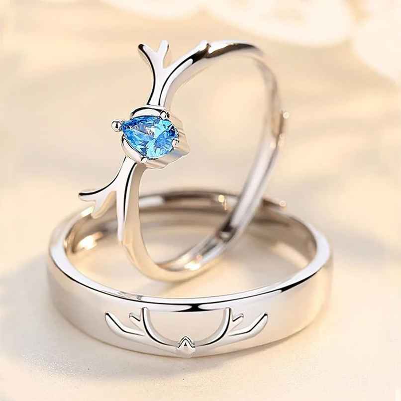 YouBella Silver Plated Heart Proposal Adjustable Couple Ring | YBRG-20321