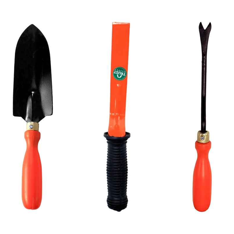 Trustbasket Gardening Hand Tools Set - 3 Pcs (Small Trowel, Krupi And Weeder)