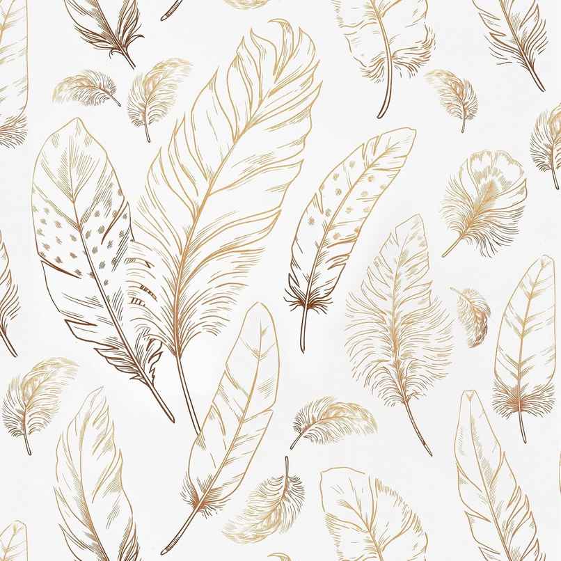 Wollzo Golden Feather Drift Decorative Wallpaper | 45 x 500 cm