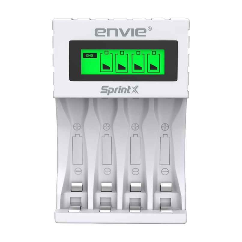 Envie (ECR11MC) SprintX Ultra Fast Battery Charger for Rechargeable Batteries AA & AAA Ni-mh, with LCD Display Indicator, Smart Charge Control System, Charge 2 or 4 Batteries at a Time
