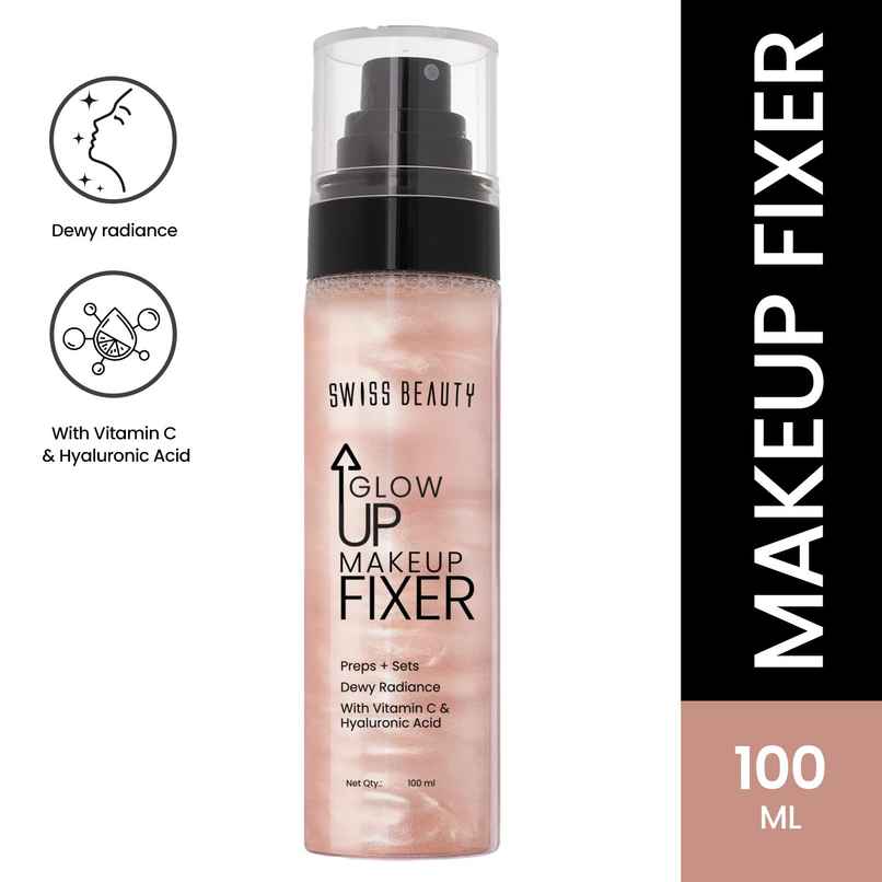 Swiss Beauty Glow Up Makeup Fixer, Dewy Radiance, For Face & Body With Vitamin C & Hyaluronic Acid