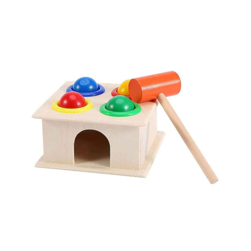 Toyshine Wooden Ball Hammer Pound Shape Sorter Toy For Toddlers 4 Balls 1 Hammer Toy Montessori