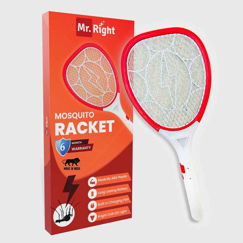 Mr. Right Rechargeable Mosquito Racket With LED | Light Rechargeable Battery
