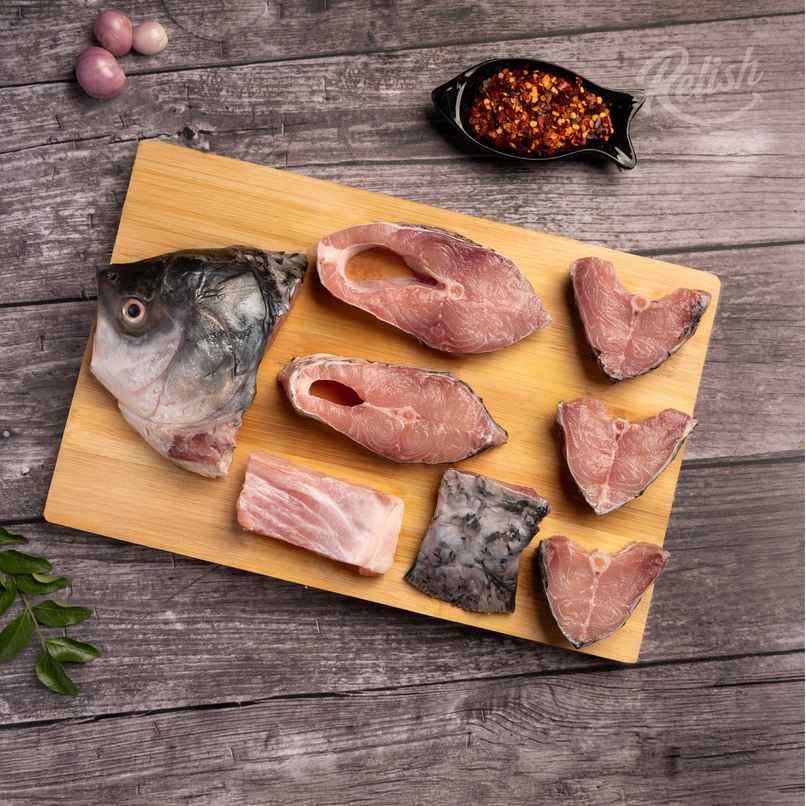 Relish Catla Curry Cut With Head | Energy - 130 kcal | Protein - 19 g / 100 g