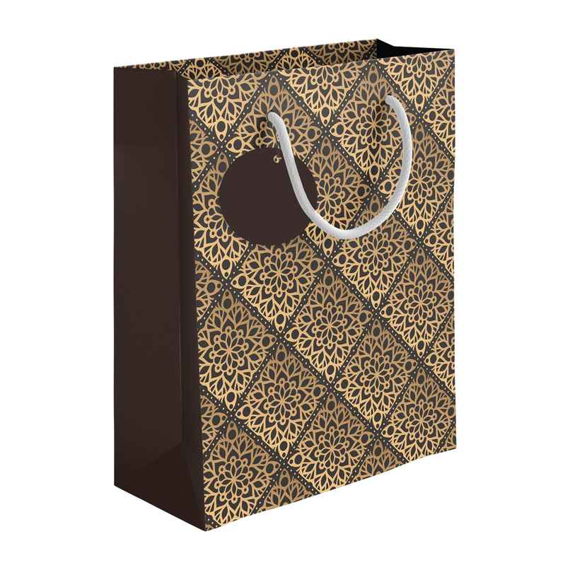 Paperpep Votive Print | Gift Paper Bag | Golden | 13 x 10 x 4.5 in