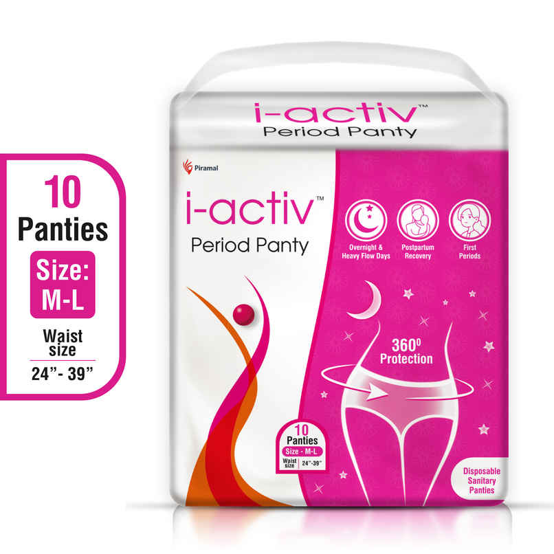 i-activ Period Panty For Girls & Women | M-L | Disposable Period Panties For Women