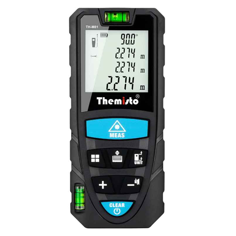 Themisto Th-M81 Laser Distance Meter (50M Range) With Backlit Lcd And Pythagorean Mode