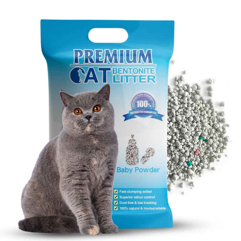 Pets Empire Natural Scoopable Bentonite Ball Cat litter , Baby Powder Scent