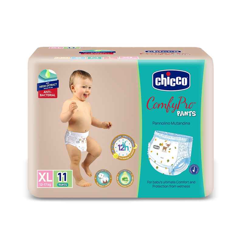 Chicco ComfyPro Premium Baby Diapers | Pant Style | XL | 11 Pcs