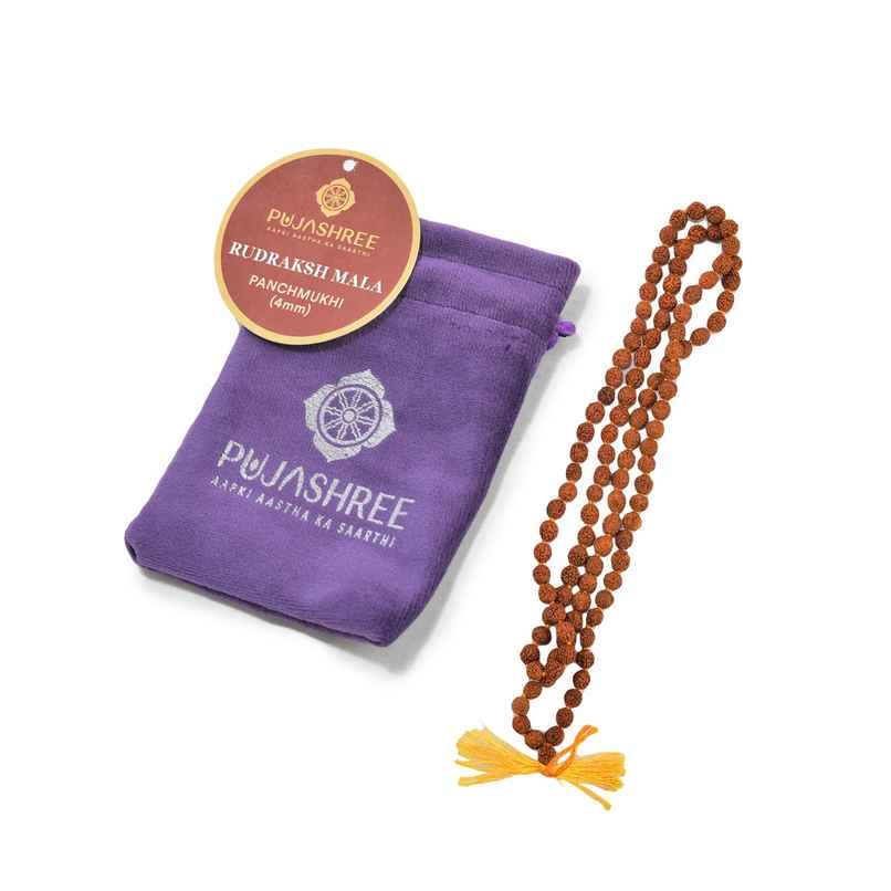 Panchmukhi Rudraksha Mala | 4 mm | Polished | Meditation & Personal Growth | Pujashree