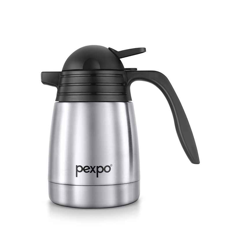 Pexpo Cosmo Stainless Steel Thermal Carafe | 1 L | Silver | Coffee/Tea Carafe Heat & Cold Retention